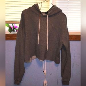 Gray hoodied crop top